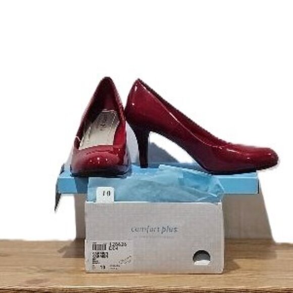 RED COMFORT PLUS PATENT LEATHER PUMPS     10 - Picture 1 of 3